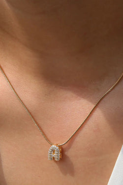 Rhinestone Gold Initial Letter Necklace