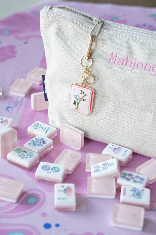 Mahjong Tile Enamel Bag Charm in Pink