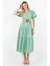 Belted Puff Sleeve Shirt Dress