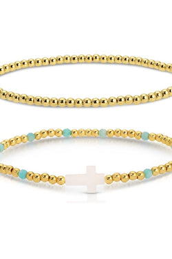 Cross Beaded Bracelet Charm Set