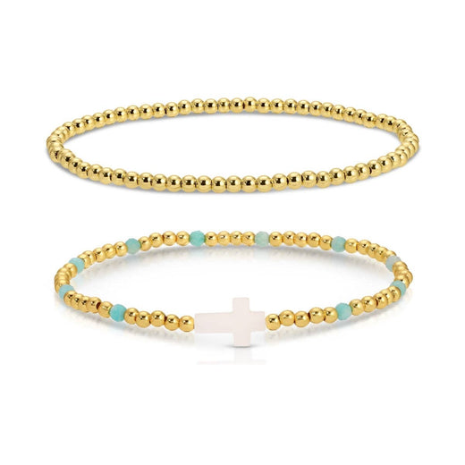 Cross Beaded Bracelet Charm Set