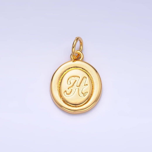 Letter Initial Engraved Stamped Oval Charm
