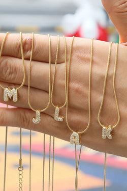 Rhinestone Gold Initial Letter Necklace