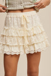 Lace Tiered Ruffle Shorts