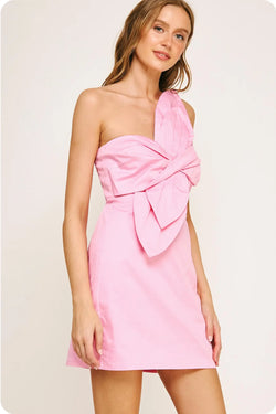 Knotted Flower Bow Mini Dress