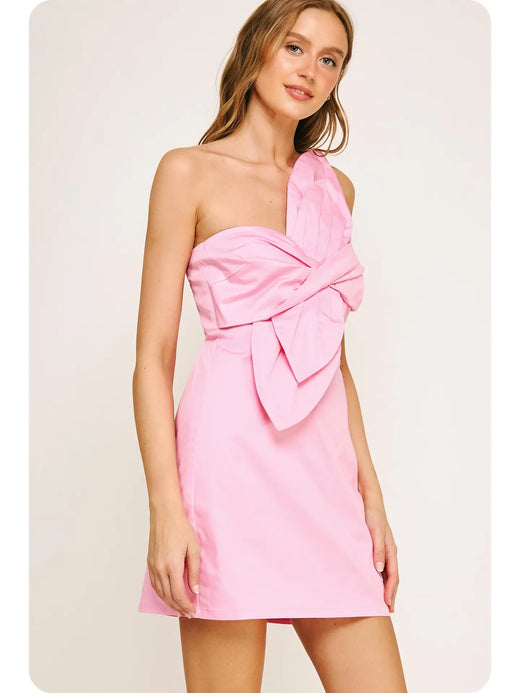 Knotted Flower Bow Mini Dress