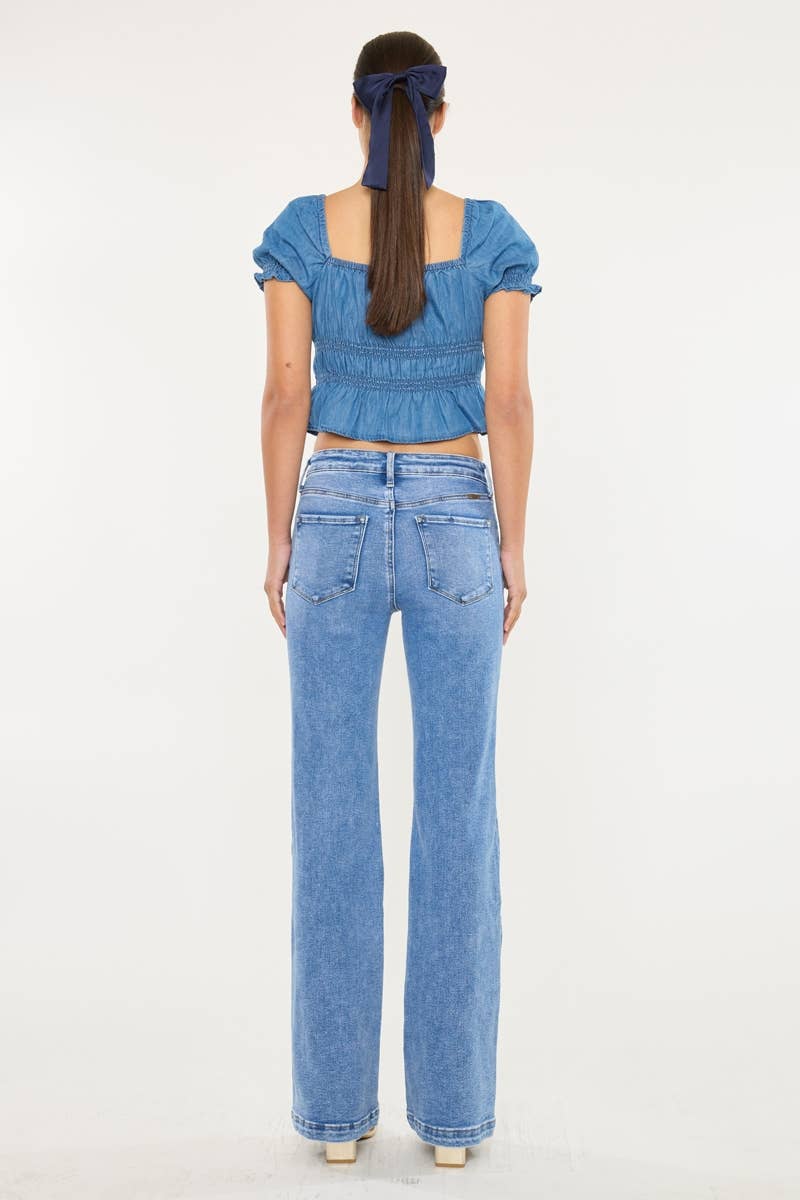 High Rise Wide Flare Leg Blue Jean