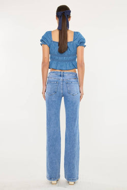High Rise Wide Flare Leg Blue Jean