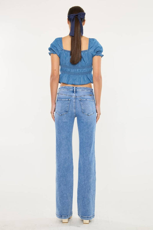 High Rise Wide Flare Leg Blue Jean
