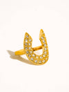 18K Gold CZ Horseshoe Ring