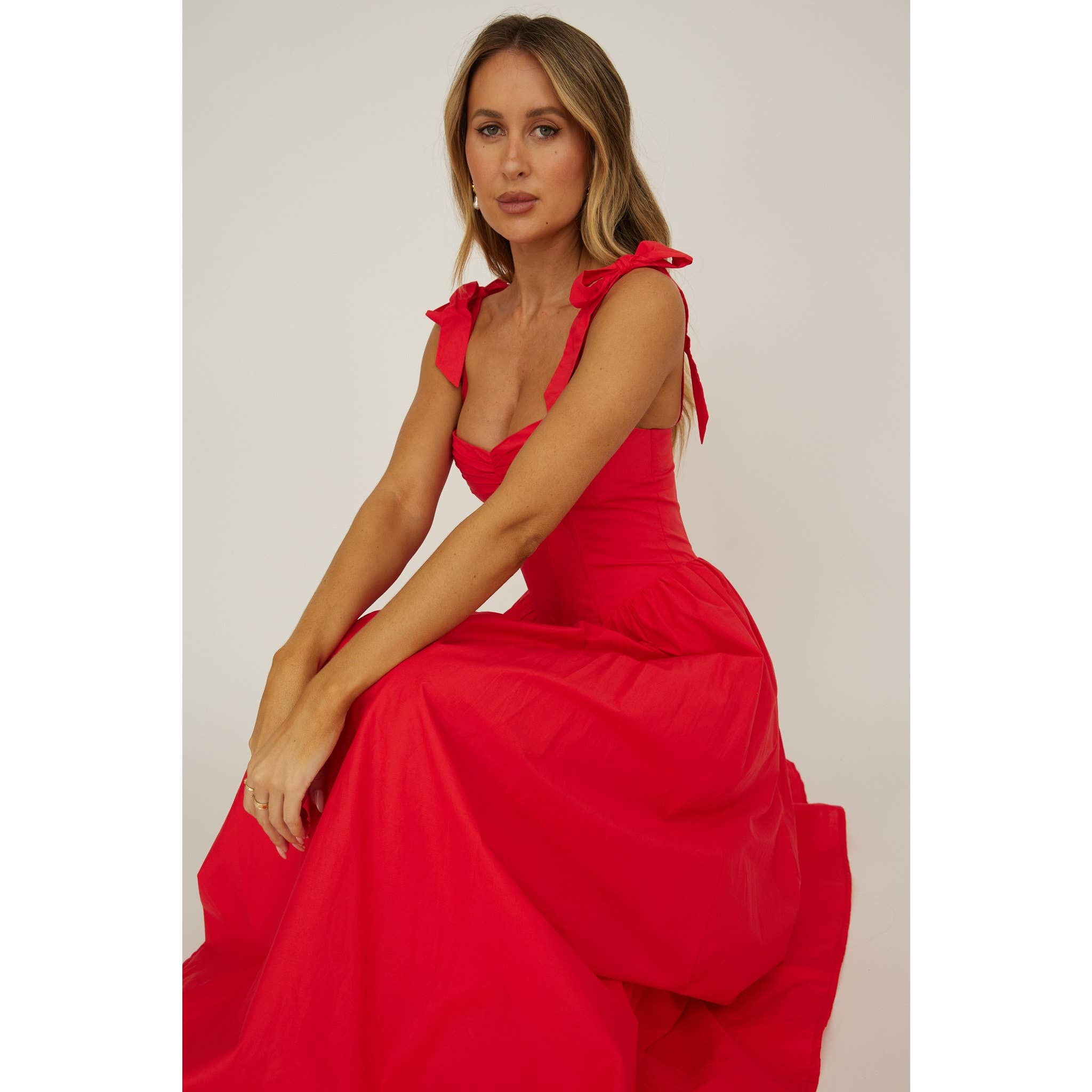 Red Corset Midi Dress
