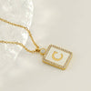 Rhinestone Shell Initial Charm Necklace