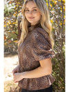 High Banded Animal Print Peplum Top