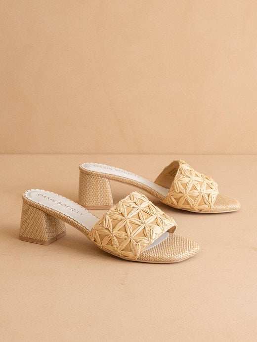 Winona Raffia Block Heel