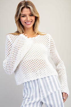 Crochet Scallop Trim Sweater