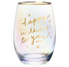 Gold Foil Stemless Wine Glass