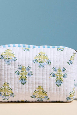 Quilted Floral Cosmetic Pouch