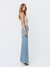Mid Rise Light Wash Twisted Seam Palazzo Jeans