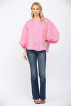 Pinstripe Bubble Sleeve Shirt