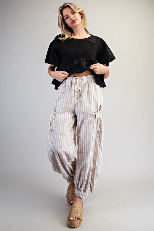 Soft Washed Striped Jogger Pants