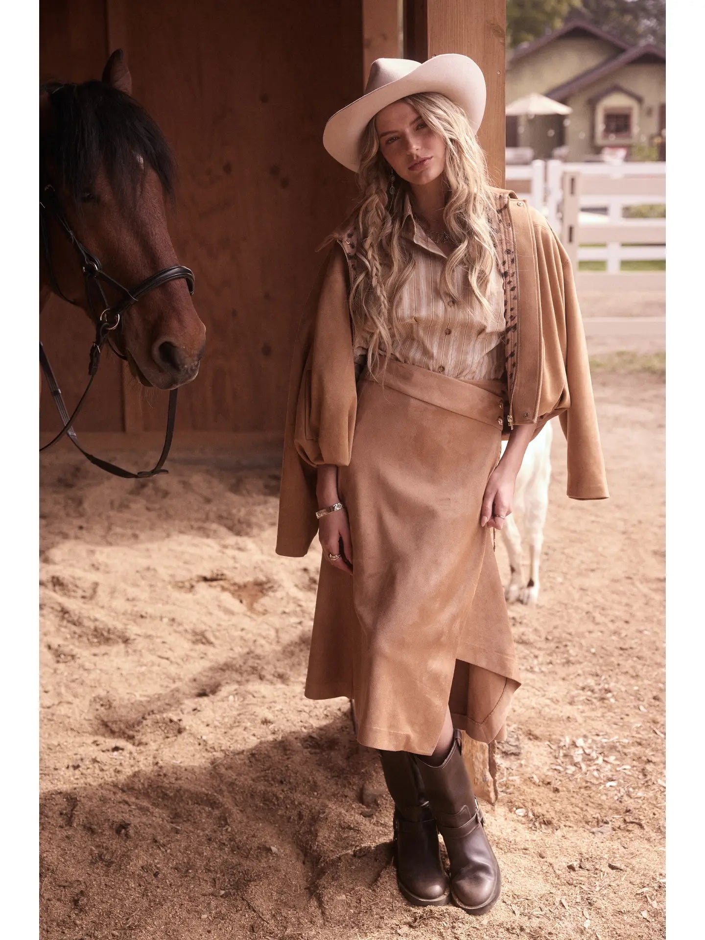 Faux Suede Asymmetric Wrap Skirt