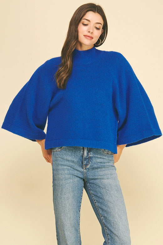 Wide Sleeve Mock Neck Sweater