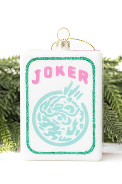 Large Mahjong Joker Tile Glass Christmas Ornament