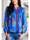 Floral Print Colorblock Long Sleeve Blouse |