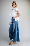 Mineral Washed Sea Wide Barrel Pants