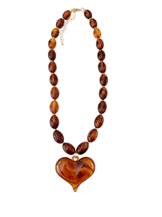 Roxie Beaded Necklace with Heart Charm