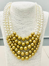 5-Strand Pearl  & Gold Necklace