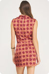 Chainlink Draped Neck Satin Dress