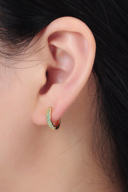 24K GF Turquoise Micro Pave Huggies
