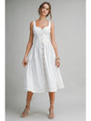 White Button-Front Midi Dress