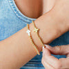 3mm Gold Stretch Bracelet with Single Gold Cross