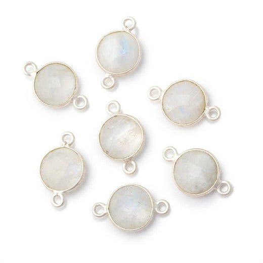 Silver Bezel Rainbow Moonstone Faceted Connector