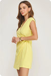 Wrap Sleeveless Textured Knit Mini Dress