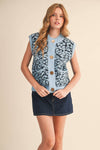 Leopard Knit Sweater Vest