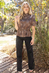 High Banded Animal Print Peplum Top