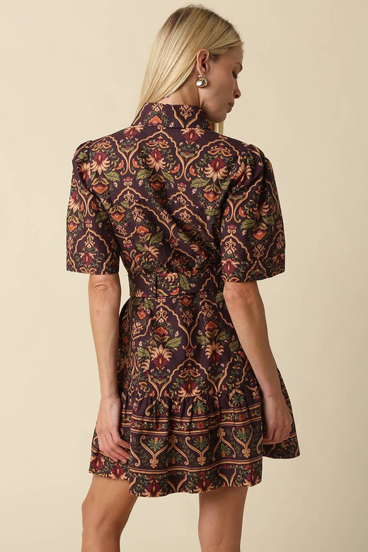 Paisley Belted Mini Dress