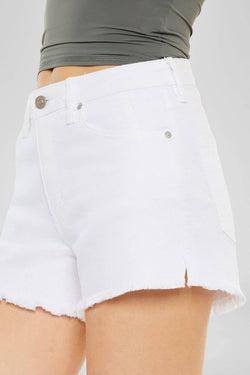 High Rise White Jean Shorts