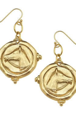 Gold Horse Head Earrings