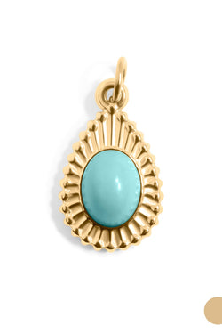18K Gold PVD Turquoise Tear Drop Charm