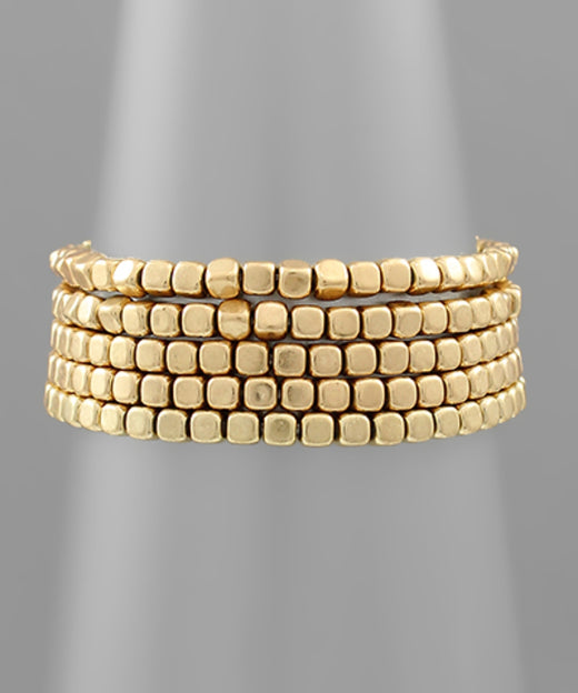 Gold Cube Bead Bracelet