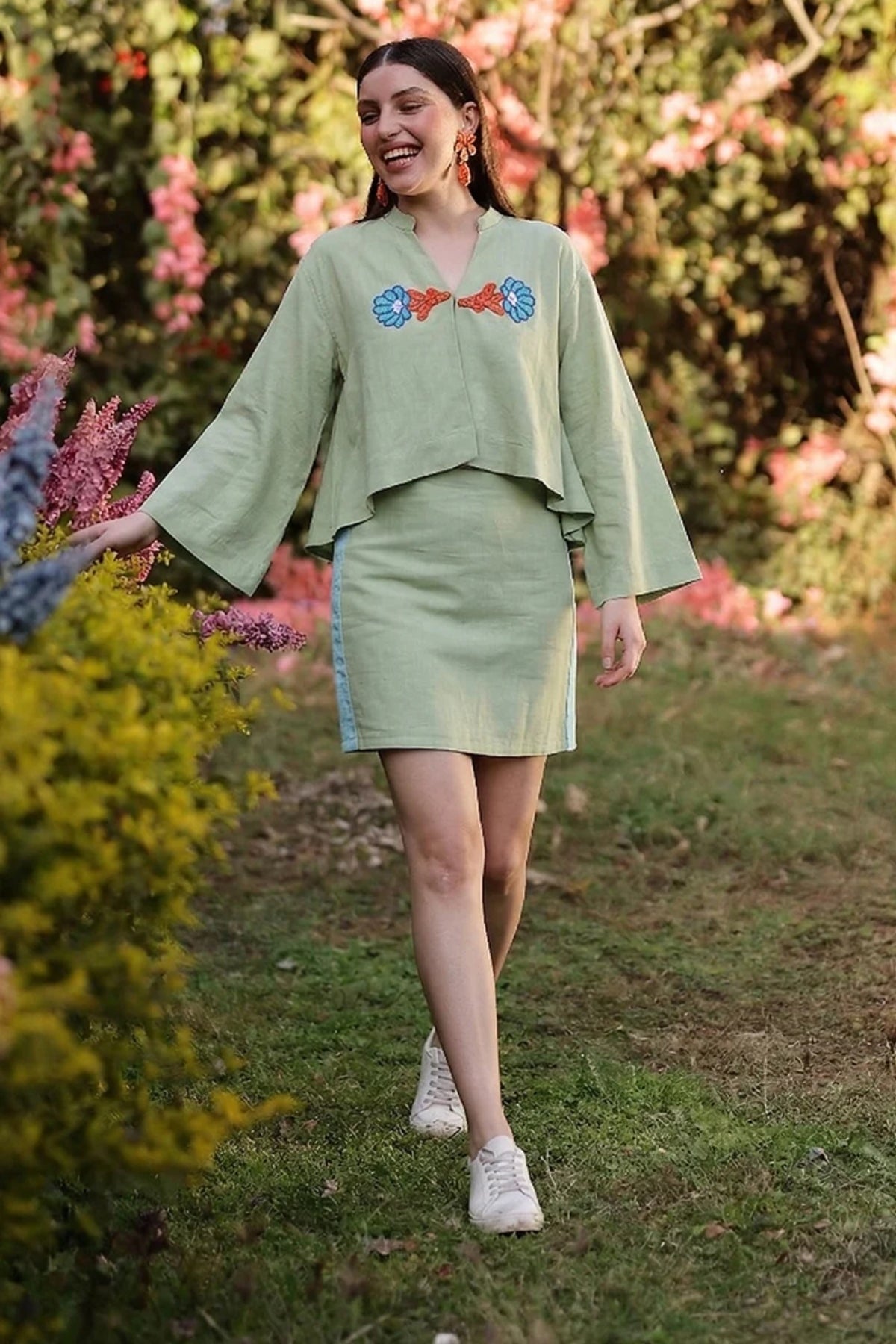 Green Shell Kissed Embroidered Shirt