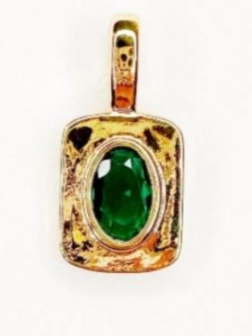 Charm Bar - Gold Framed Green Gemstone