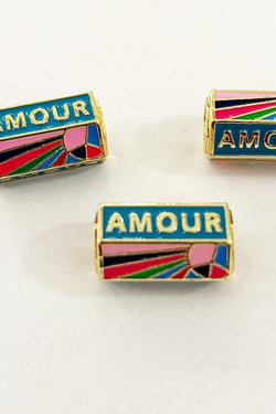 Amour Rainbow Enamel Tube Slider Charm