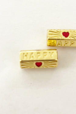 Red Enamel Heart/Happy Slider Charm