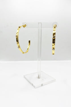 Hammered Gold and Rhinestone Hoop