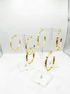 Hammered Gold and Rhinestone Hoop